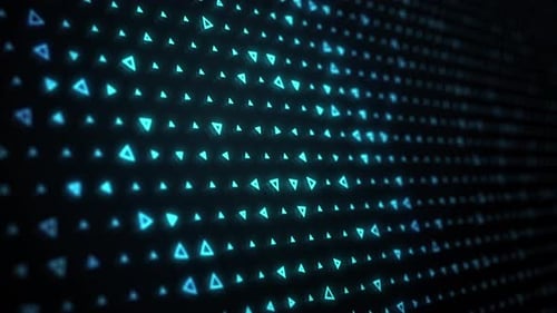 Digital Grid of Pulsing Blue Triangles Seamless Loop Animation
