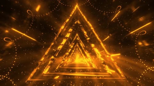 Abstract Futuristic Tunnel with Glowing Geometric Particles