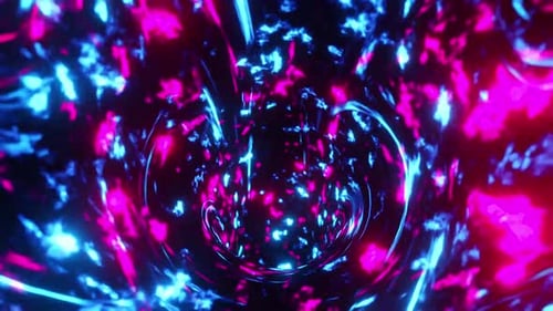 Futuristic tunnel of streaming neon lights beckons exploration