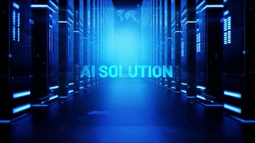 Ai Solution Words On Hologram Data Center Background