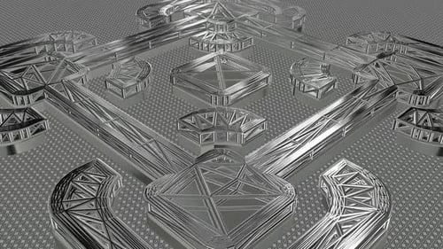 Abstract Metallic Grid Pattern Growth Animation