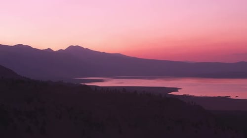 Mono lake California sunset aerial beauty above sierra Nevada mountains