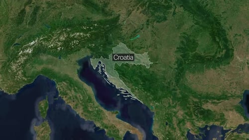 Satellite Map Zoom Highlight for Croatia
