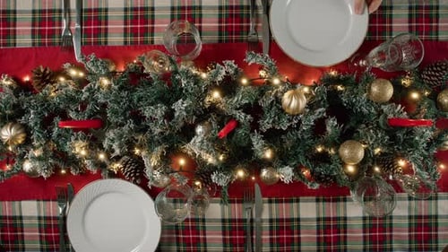 Festive Christmas Table Setting for Holiday Dinner