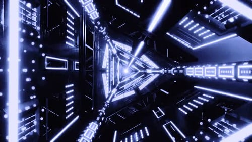 Cyberpunk Rotating Grid Tunnel