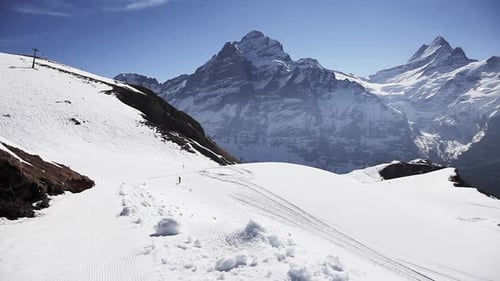 Skiing spot for tourists visiting Swiss alps Grindelwald