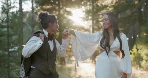 Romantic Lesbian Wedding in a Beautiful Forest