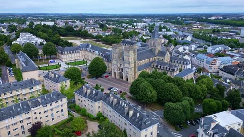 Smooth tracking aerial movement about the ladies abbey of Sainte-Trinité or l’abbaye aux dames, Caen