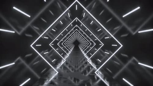 Futuristic Light Particles Grid Tunnel