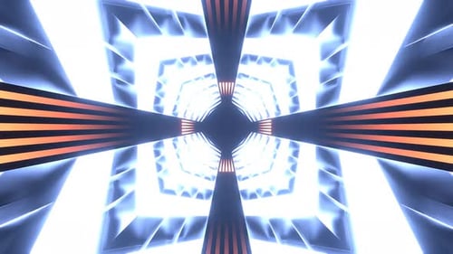 Lighting Blue And Orange Neon Endless Arrow Tunnel Background Vj Loop In 4K
