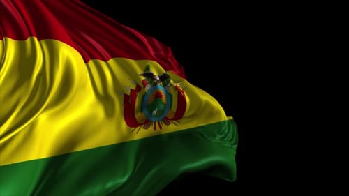 Realistic Waving Bolivia Flag with National Emblem