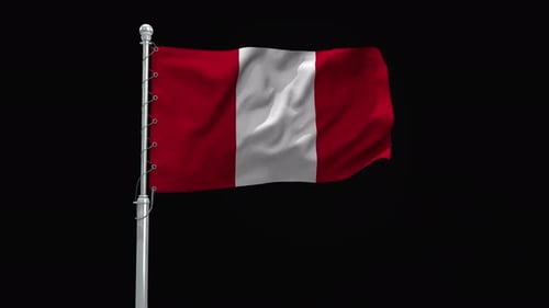 Seamless Waving Peruvian Flag Realistic Fabric Animation