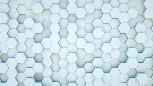 Digital geometry waves with white mesh in ultra wide angle and orthographic view. Futuristic polygon