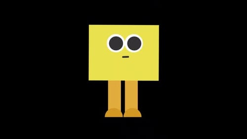 Cube Head-Charakter schaut sich auf dem Alpha-Kanal um