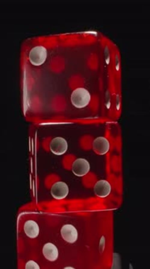 Stack of Red Dice Cubes Close Up