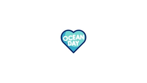 Ocean Day Heart Reveal Flat Design Animation