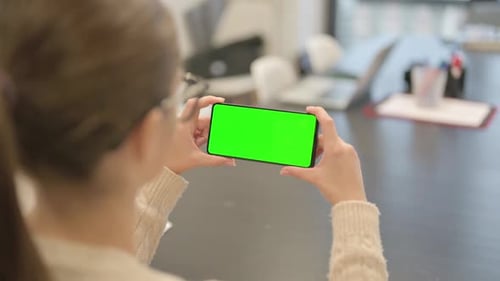 Holding Green Chroma Key Smartphone Screen