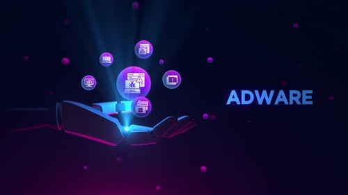 Adware robotic Hand with icons