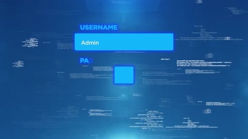 Futuristic Login Interface with Typing Animation and Data Background