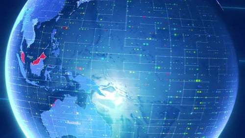 Digital Globe Zooming to Malaysia with Tech Data Overlay