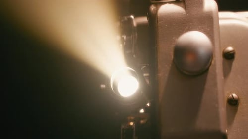Vintage Film Projector with Light Beam