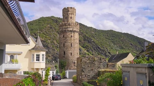 Ochsenturm or Bull Tower in the historic city of Oberwesel on the banks of the Rhine River, Germany