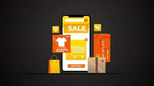 Online-Warenkorb und Zahlungsvorgang sowie mit Paketzustellung
