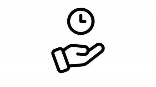 Time Management Animated Hand and Clock Icon