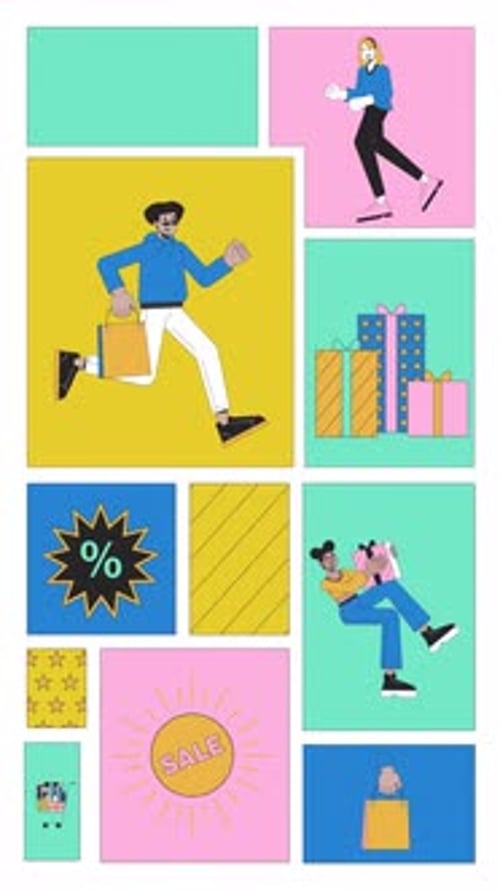 Black Friday Shopping Sale Flat Design Animation