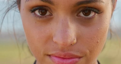 Woman, face and smile with teeth close up portrait for beauty, happiness