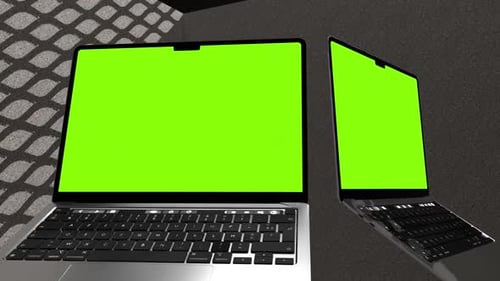 Maqueta animada para portátil Macbook Pro con pantalla verde, tendencia 1