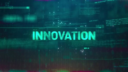 Innovation Text Reveal on Futuristic Digital Data Background