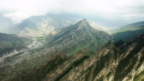 Mountain Summer Landscape Clouds Over the Mountains High Mountain Peaks Against the Background of