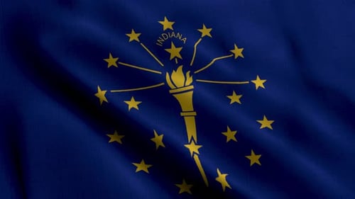 Realistic Waving Indiana State Flag Loop