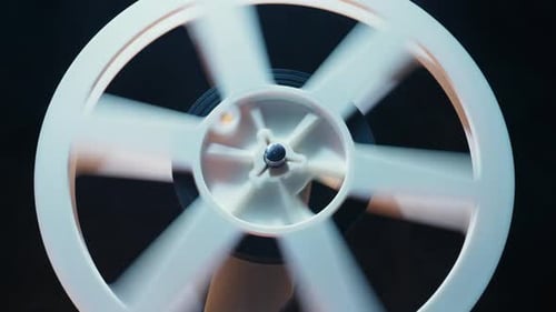 Rotating Vintage Film Reel Close Up