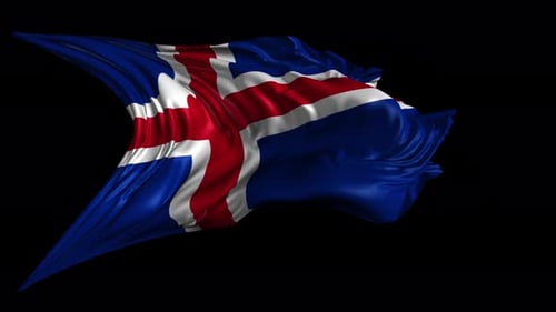 Realistic Waving Iceland Flag Element