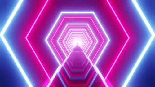 Fondo Hexagon Tunnel Neon Vj Loop HD