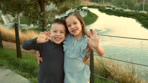 children siblings friends cousins happy enjoying their friendship playing laughing in the park