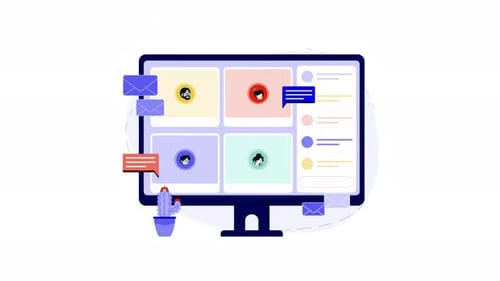 Animated Flat Design Digital Communication and Online Meeting