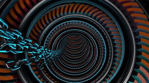 3d Futuristic chain tunnel