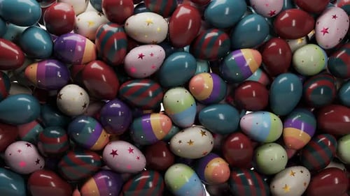 Colorful Easter Eggs Falling and Filling Screen Background Animation