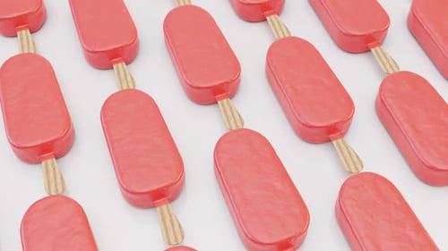 Seamless Loop Animation of Red Popsicles on White Background