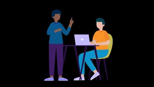 Two Man At Office Room Animation HD On Alpha