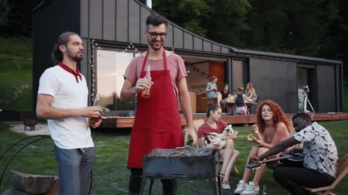 Friends Gather for Relaxing Outdoor Barbecue Party