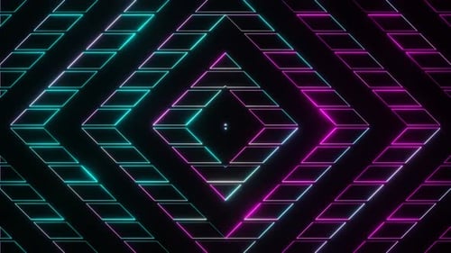 Pink And Cyan Abstract Neon Glowing Sci Fi Cyberpunk Patterns Background Vj Loop Animation In 4K