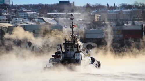 Tugboat and Icebreaker Cross Path