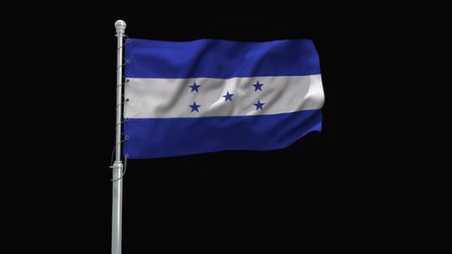 Flag of Honduras Waving on a Pole