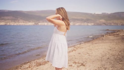 flowing white dress beach Liliana White Ruffle Beach Maxi DressLong Sleeve, Breezy Fit