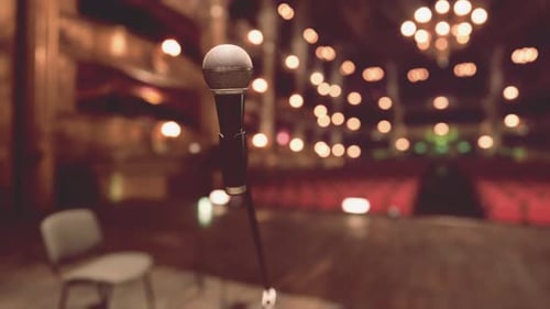 A Microphone on a Stand in a Room