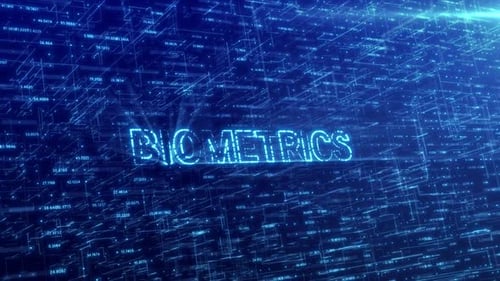 Biometrics Concept Over Blue Futuristic Technology Network with Digital Cyberspace Background HD